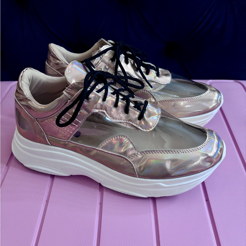 Gold Women's Iridescent Sneakers - Size 8.5